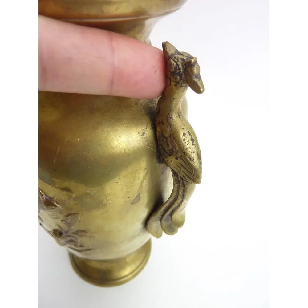 Vintage Brass Vase Incense Flower Chinese Pot Home Decor